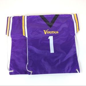 2x Vikings Matching Jersey Drawstring Backpacks